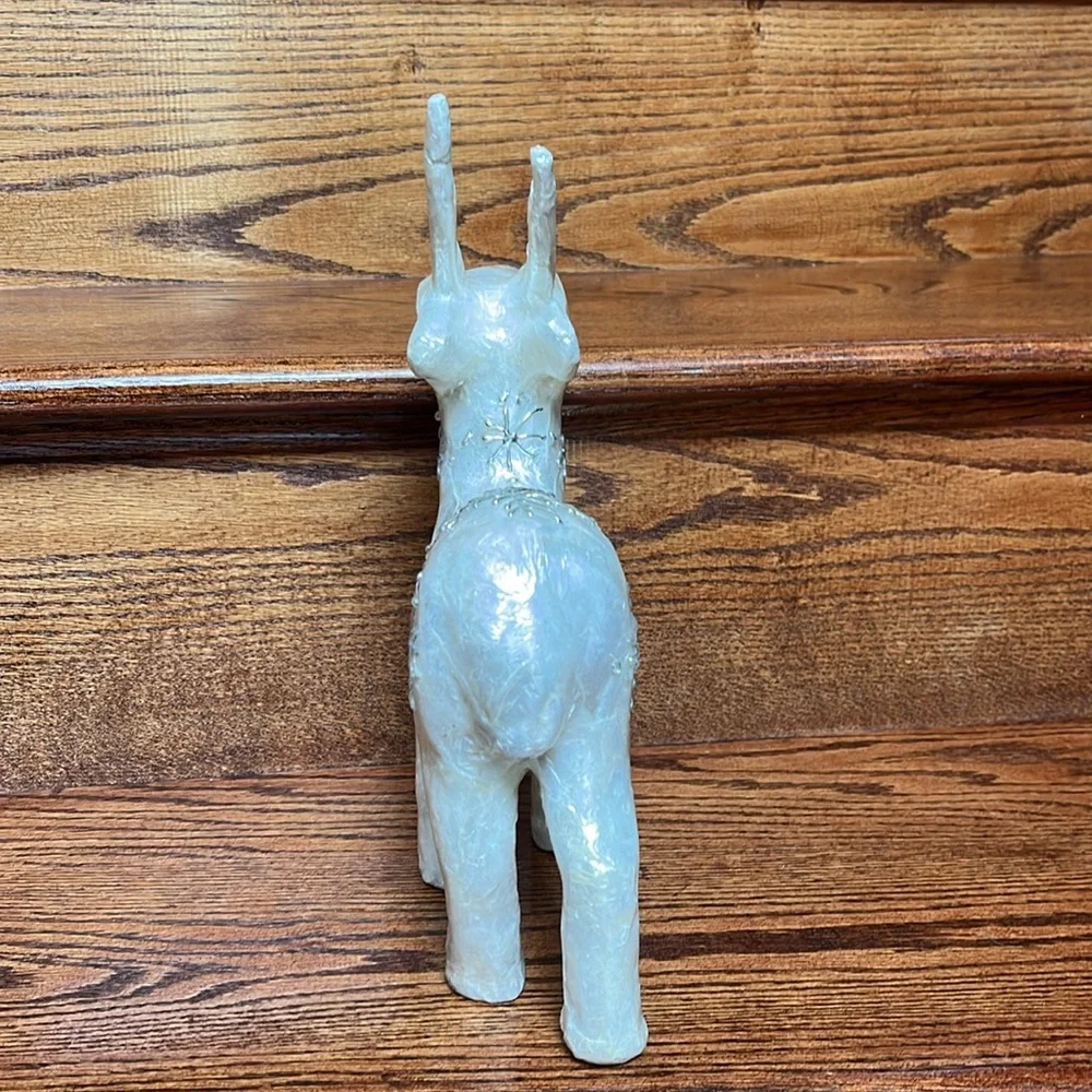 White Holiday Christmas Reindeer with Silver Snowflakes